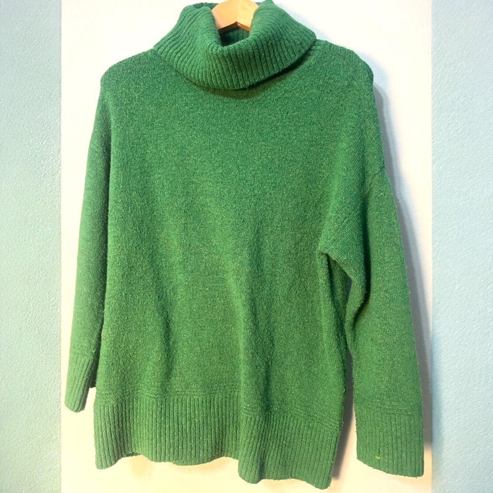 MNG Emerald Green Chunky Knit Turtleneck Sweater Size XS